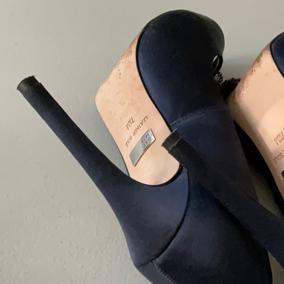 Badgley Mischka Platforme Pumps in Satin/Leather 7 1/2 - Picture 5 of 7